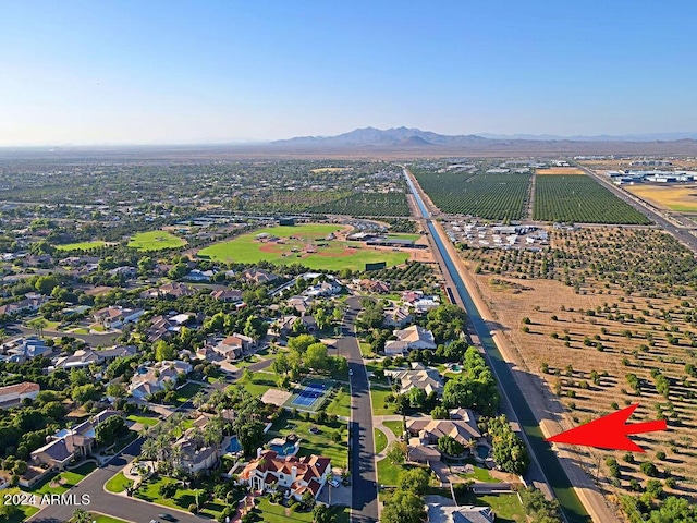 bird's eye view with a mountain view