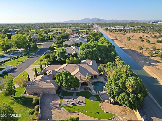 drone / aerial view with a mountain view