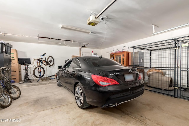garage with a garage door opener