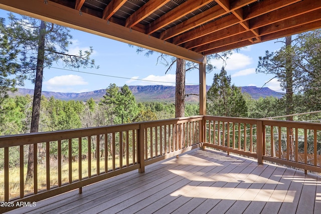 6602 W Dogwood Ln, Pine, AZ 85544 - deck featuring a mountain view and a view of trees