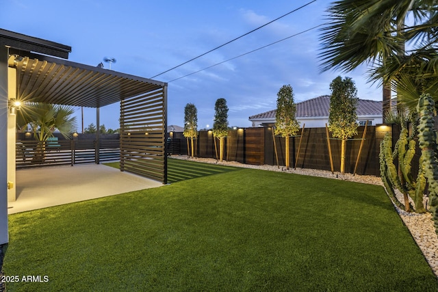 view of yard with a patio area and fence