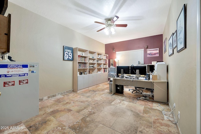 15413 S 31st Pl, Phoenix, AZ 85048 - office area with a ceiling fan, stone finish flooring, and baseboards