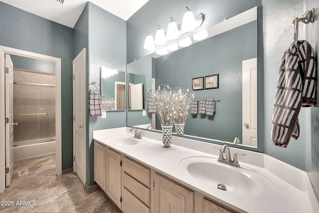 15413 S 31st Pl, Phoenix, AZ 85048 - full bathroom featuring double vanity, a sink, and shower / bath combination with glass door