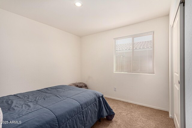 bedroom with baseboards and carpet floors