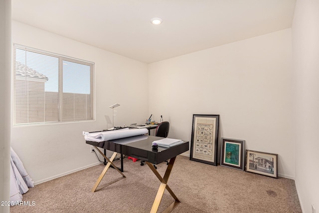 office space with carpet and baseboards