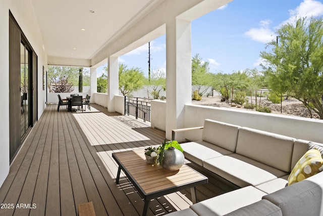 6133 E Dixileta Dr, Cave Creek, AZ 85331 - deck featuring an outdoor hangout area and outdoor dining space