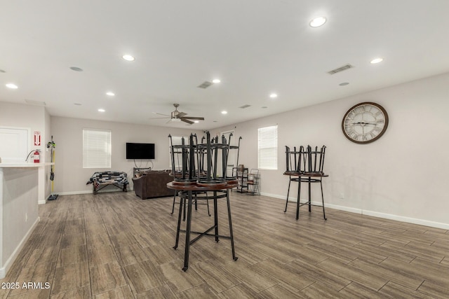 1940 W Expressman St, Apache Junction, AZ 85120 - recreation room with wood finished floors, ceiling fan, and recessed lighting