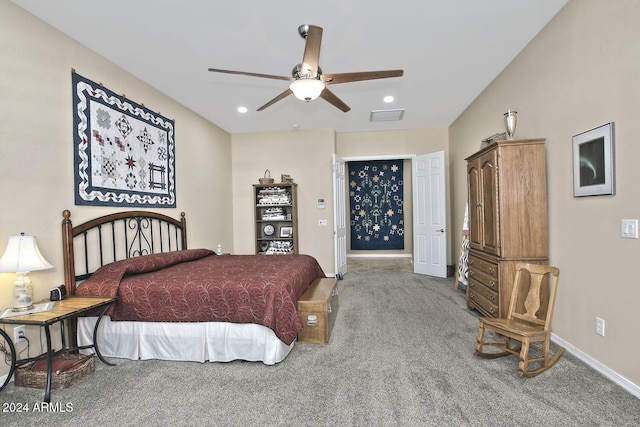 bedroom with carpet and ceiling fan