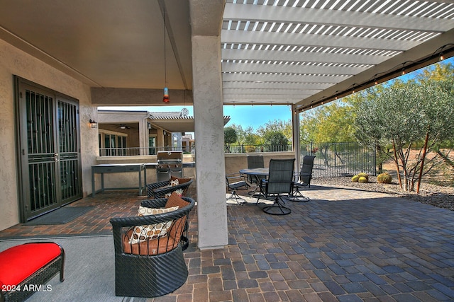 view of patio with a pergola