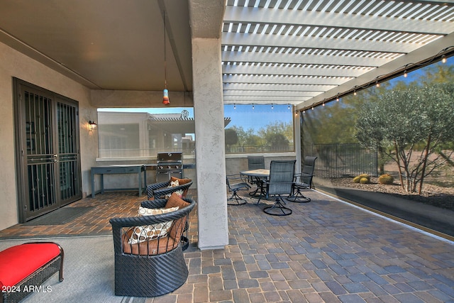 view of patio / terrace featuring a pergola