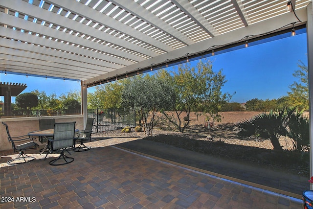 view of patio / terrace featuring a pergola