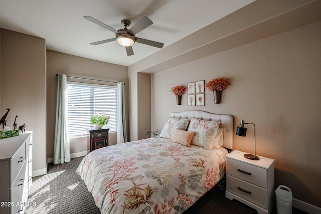 bedroom with carpet and ceiling fan