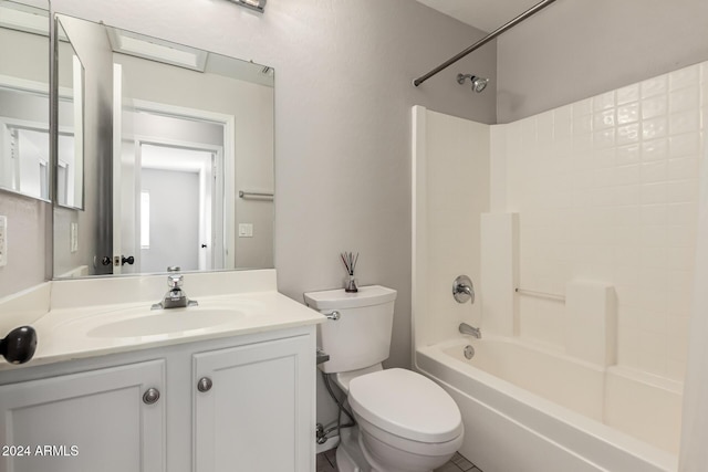 full bathroom featuring vanity, toilet, and shower / washtub combination