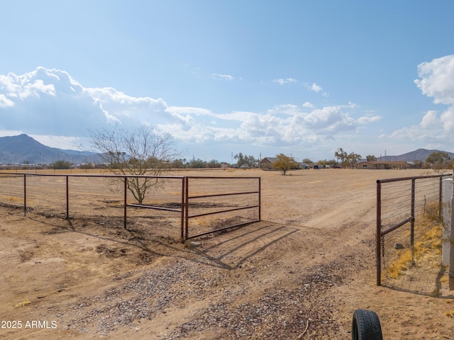 view of yard featuring a rural view and a mountain view