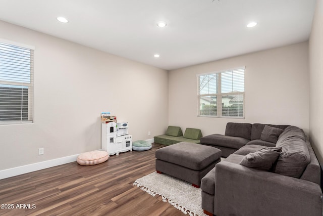 living room featuring dark hardwood / wood-style flooring