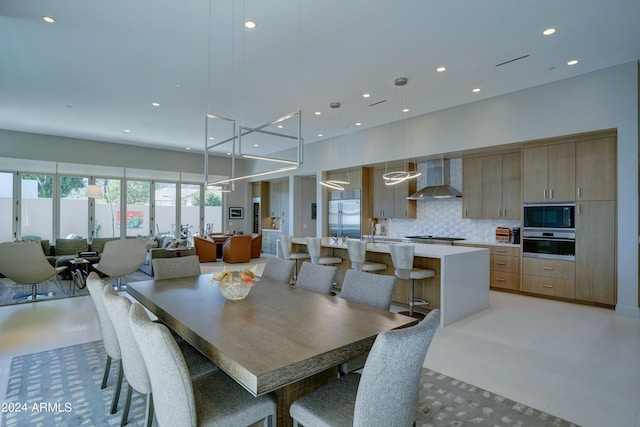 dining space featuring sink