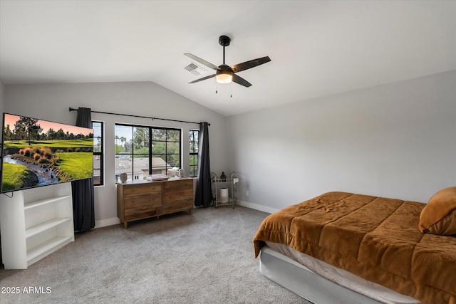 2604 N 27th St Unit 4, Phoenix, AZ 85008 - carpeted bedroom with lofted ceiling, baseboards, and ceiling fan