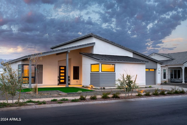 contemporary home with a garage