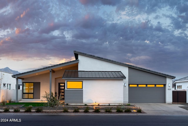 contemporary house featuring a garage