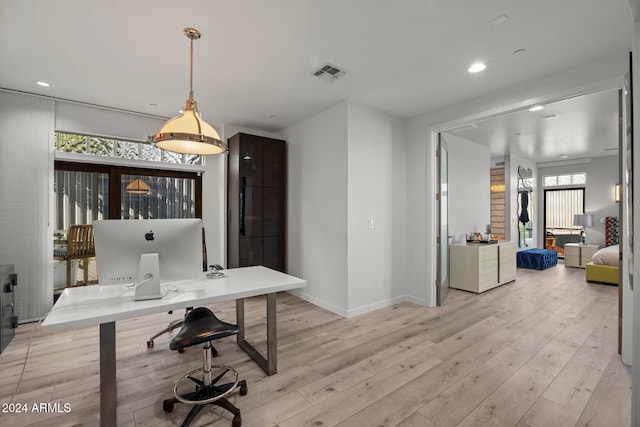 office featuring light hardwood / wood-style floors