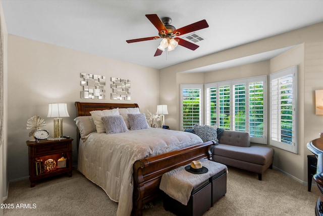 4200 E Narrowleaf Dr, Gilbert, AZ 85298 - bedroom featuring visible vents, carpet flooring, baseboards, and ceiling fan