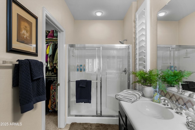 4200 E Narrowleaf Dr, Gilbert, AZ 85298 - full bath with a shower stall, a spacious closet, and vanity