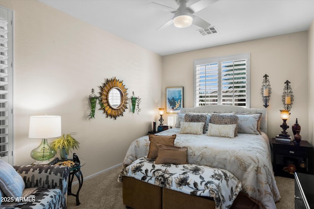 4200 E Narrowleaf Dr, Gilbert, AZ 85298 - bedroom with carpet, visible vents, baseboards, and ceiling fan
