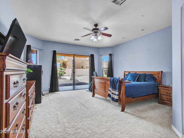 2724 W Fernwood Dr, Phoenix, AZ 85086 - bedroom featuring access to outside, carpet, a ceiling fan, visible vents, and baseboards