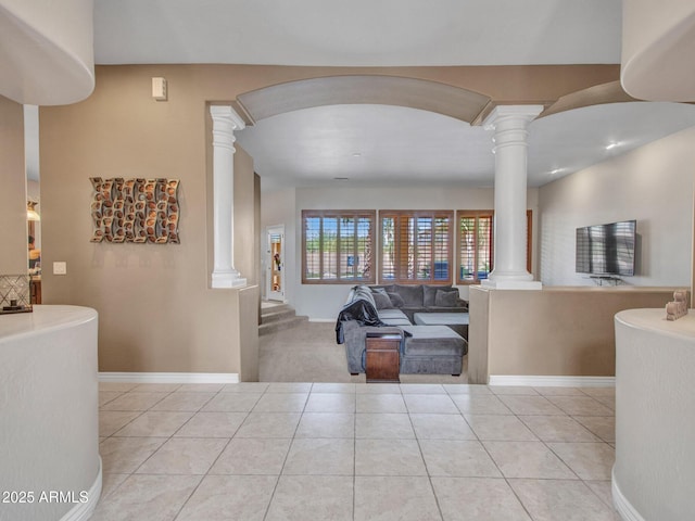 2724 W Fernwood Dr, Phoenix, AZ 85086 - interior space with baseboards, decorative columns, and tile patterned flooring