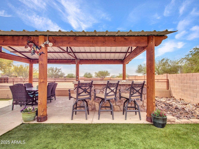 2724 W Fernwood Dr, Phoenix, AZ 85086 - view of patio with a gazebo, outdoor dry bar, and fence