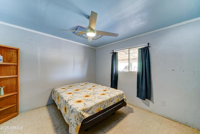 6541 N 54th Ave, Glendale, AZ 85301 - bedroom with tile patterned floors, crown molding, and ceiling fan