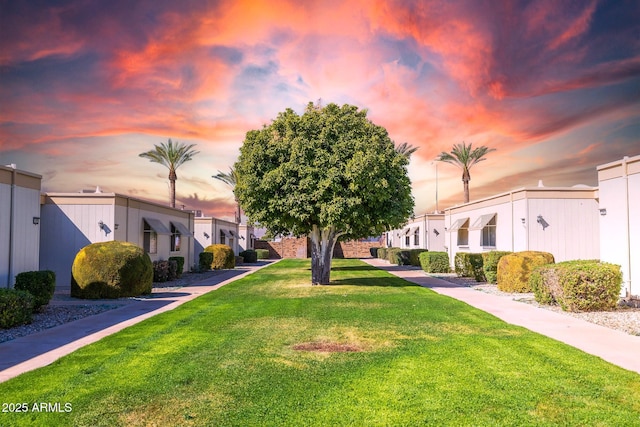 yard at dusk with a residential view