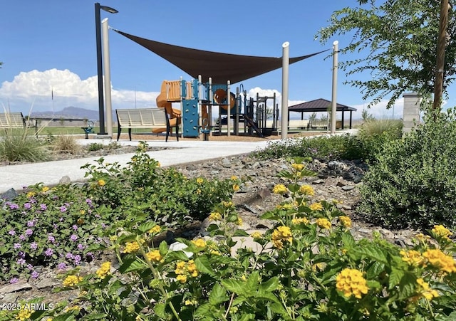 community playground featuring a gazebo