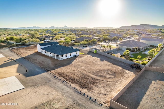 bird's eye view with a mountain view