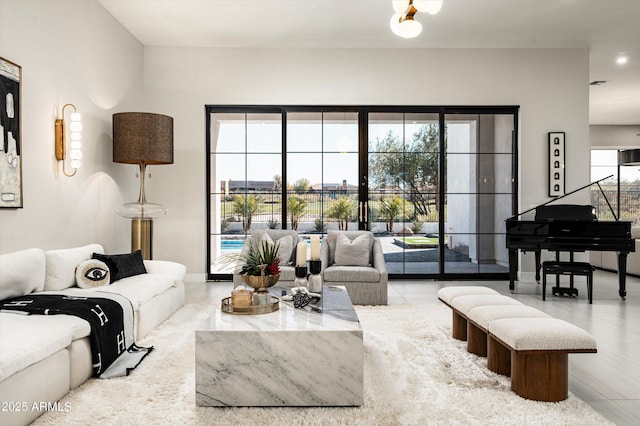 view of tiled living room