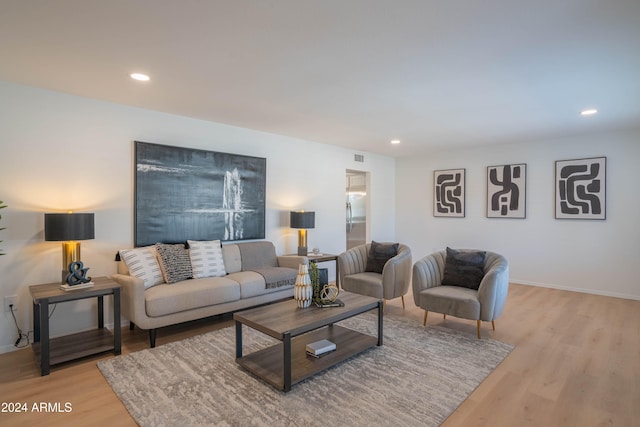 living room featuring light hardwood / wood-style floors