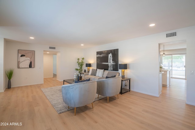 living room featuring light hardwood / wood-style floors