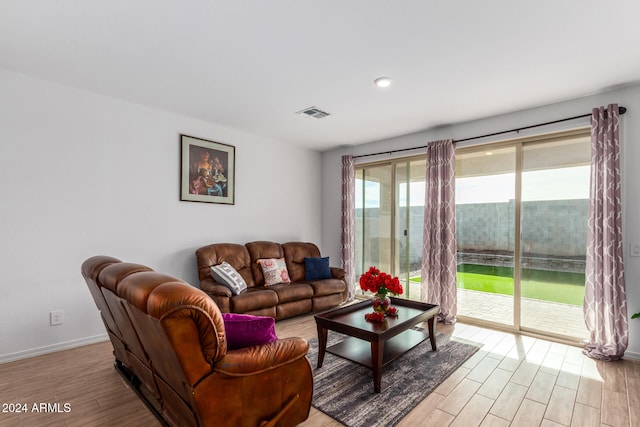 living room featuring light hardwood / wood-style floors