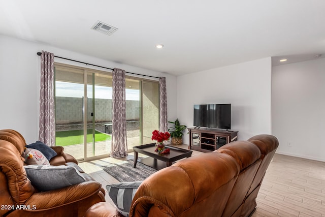 living room featuring light wood-type flooring