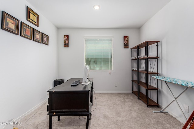 view of carpeted office space