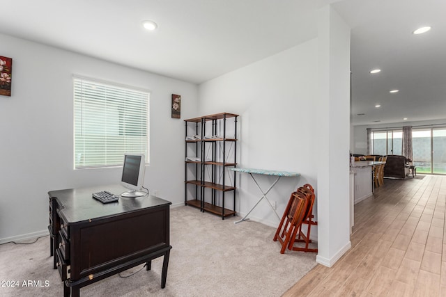 home office featuring light wood-type flooring