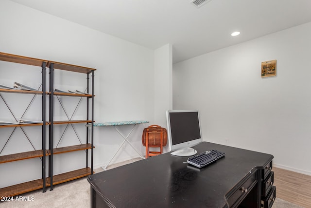 office featuring light wood-type flooring