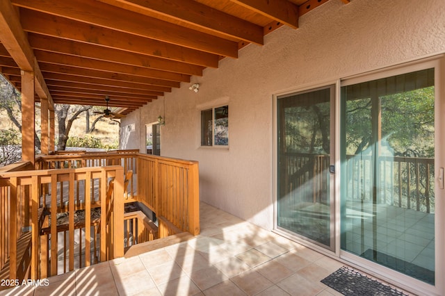 balcony with ceiling fan