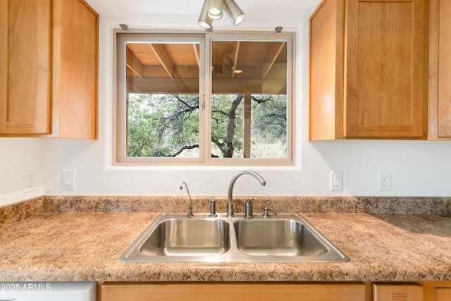 kitchen with light countertops, a sink, and dishwashing machine