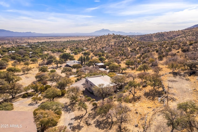 birds eye view of property with a mountain view