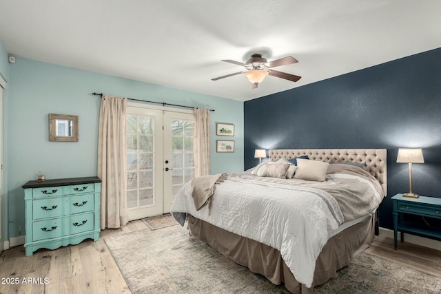 5253 E Waltann Ln, Scottsdale, AZ 85254 - bedroom featuring french doors, access to exterior, baseboards, and wood finished floors