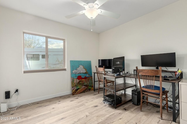 5253 E Waltann Ln, Scottsdale, AZ 85254 - office with wood finished floors, ceiling fan, and baseboards