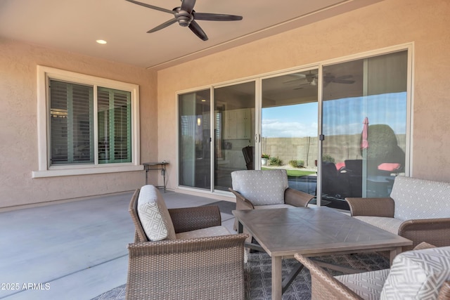 view of patio with a ceiling fan