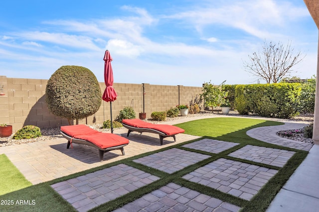 view of patio / terrace featuring a fenced backyard