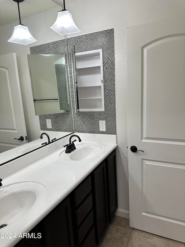 bathroom featuring vanity and tile patterned floors